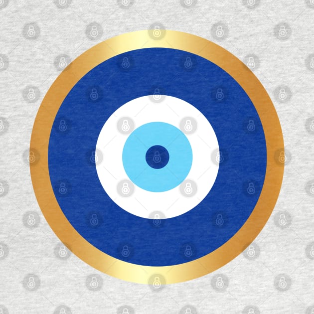 Evil Eye Blue & Golden by Ahlam Artist